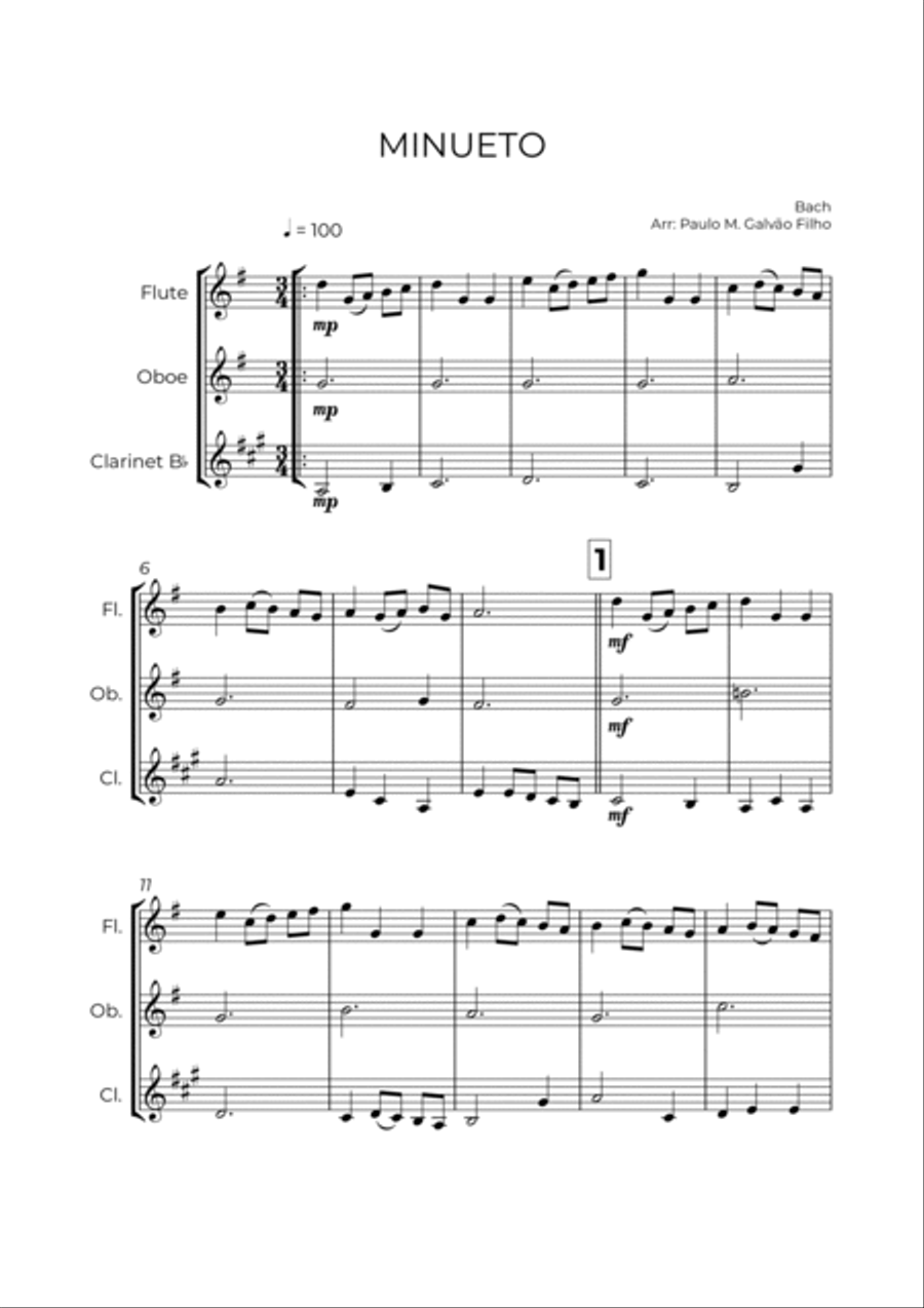 MINUETO - BACH - SAX TRIO (SOPR, ALTO & TENOR) Small Ensemble scores gallery preview page 2