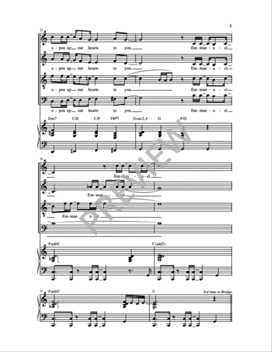 Emmanuel, Come to Set Us Free 4-Part scores gallery preview page 7