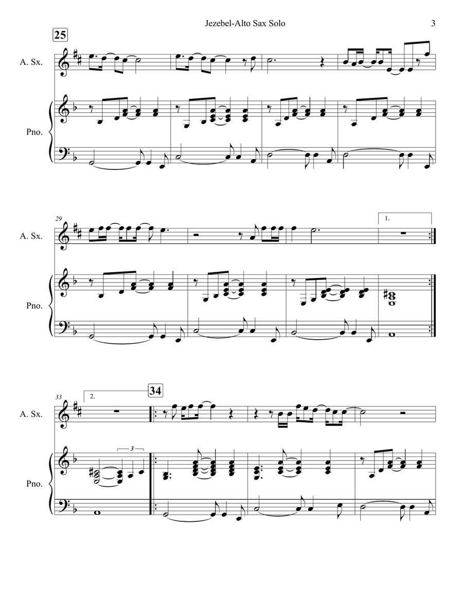 Jezebel Jezebel Alto Saxophone scores gallery preview page 5