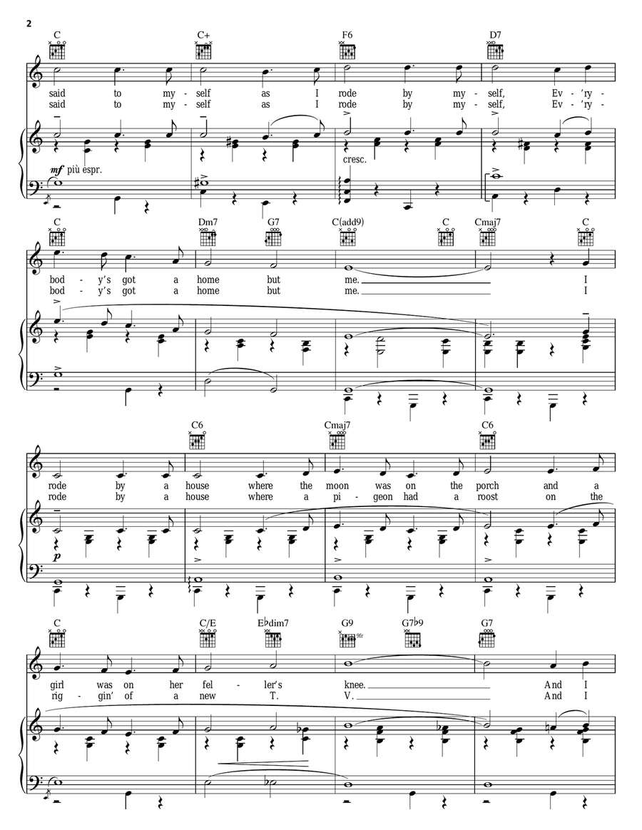 Everybody's Got A Home But Me Piano, Vocal, Guitar scores gallery preview page 2