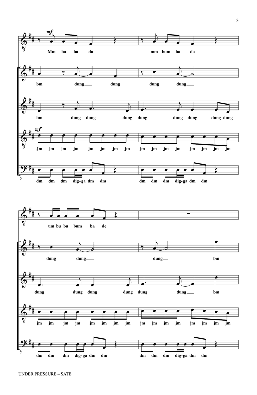 Under Pressure (from NBC's The Sing-Off) 4-Part scores gallery preview page 2