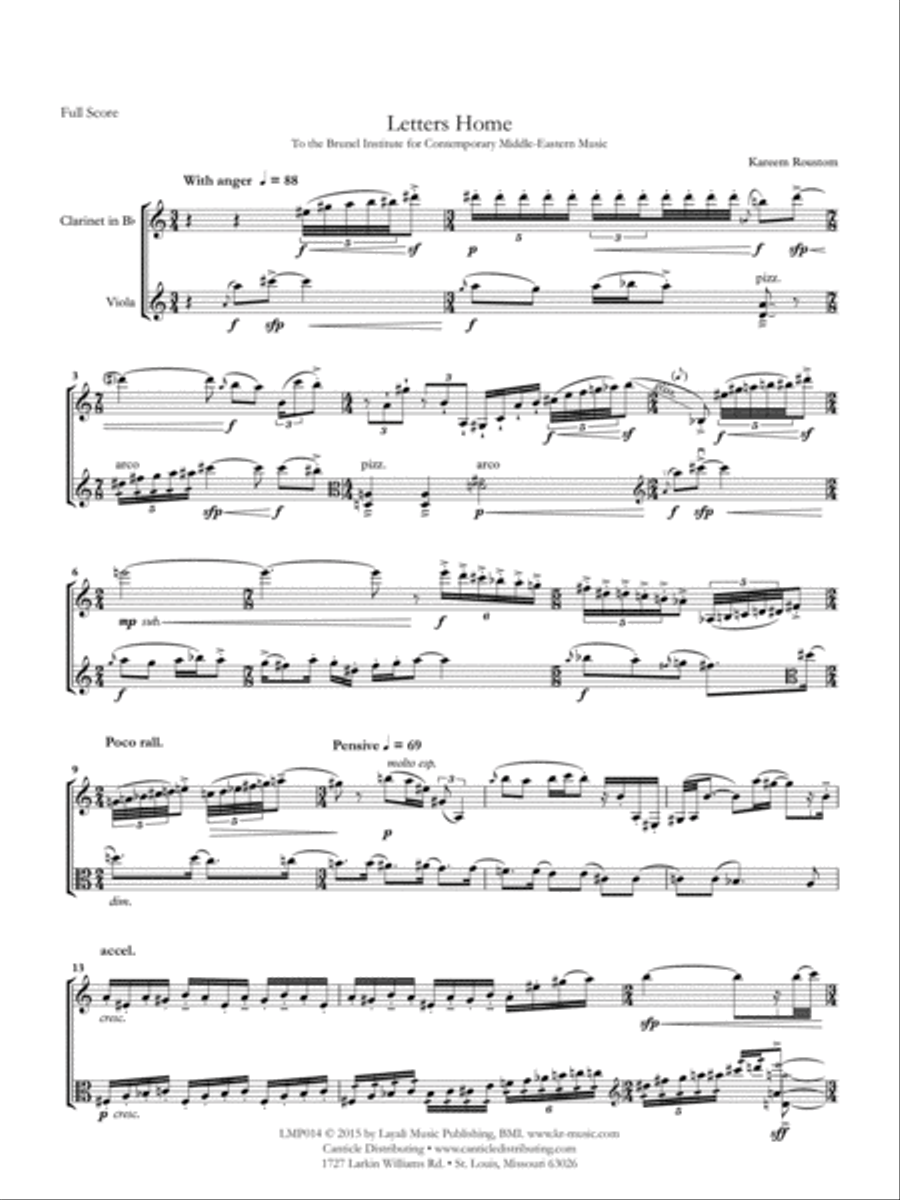 Letters Home Clarinet scores gallery preview page 3