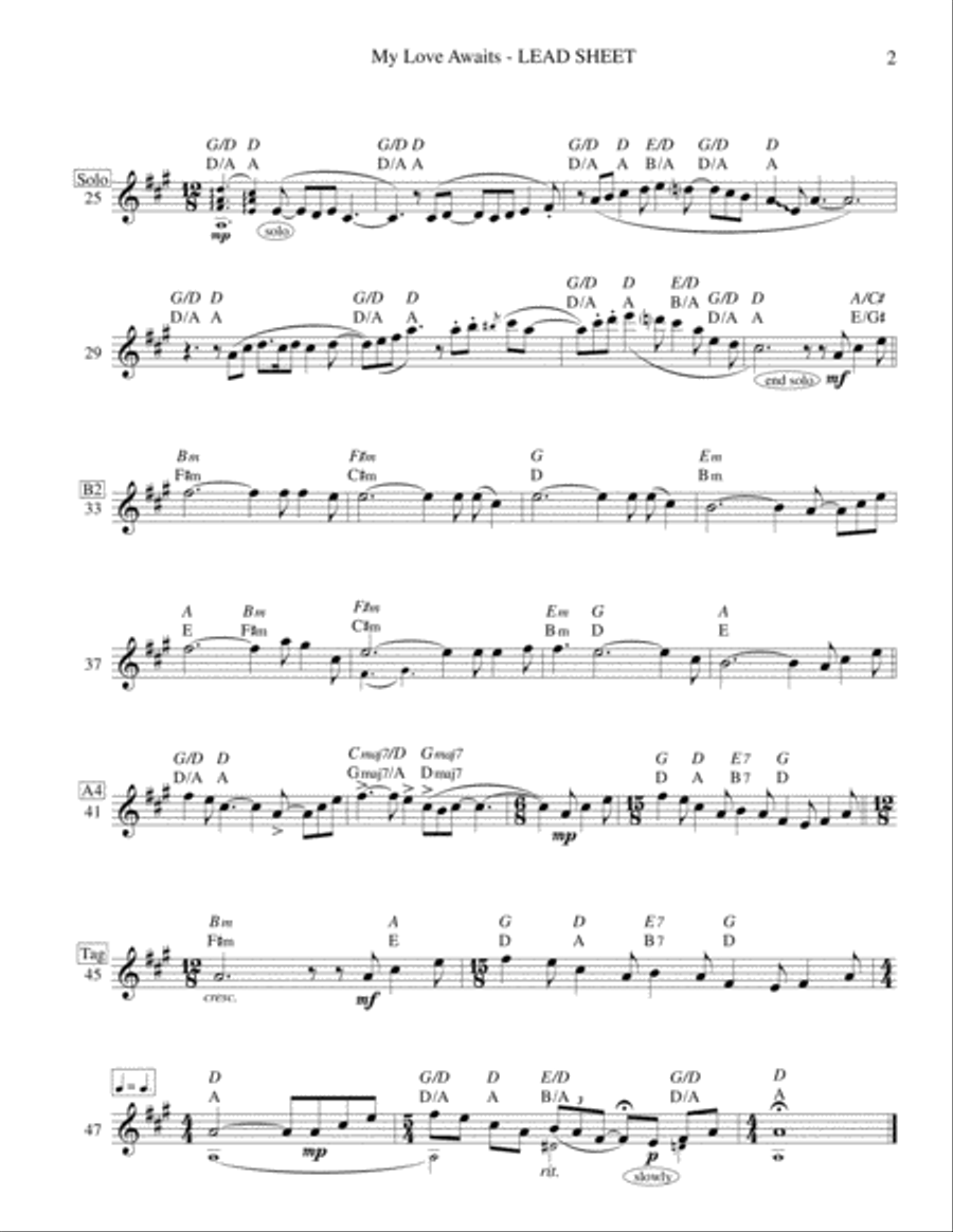 My Love Awaits (Lead Sheet & Orchestration) Percussion Ensemble scores gallery preview page 3
