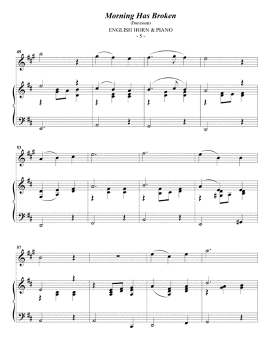 Morning Has Broken English Horn scores gallery preview page 5