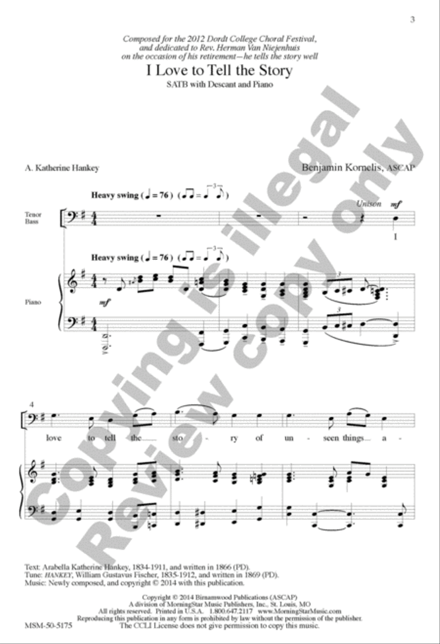 I Love to Tell the Story 4-Part scores gallery preview page 2