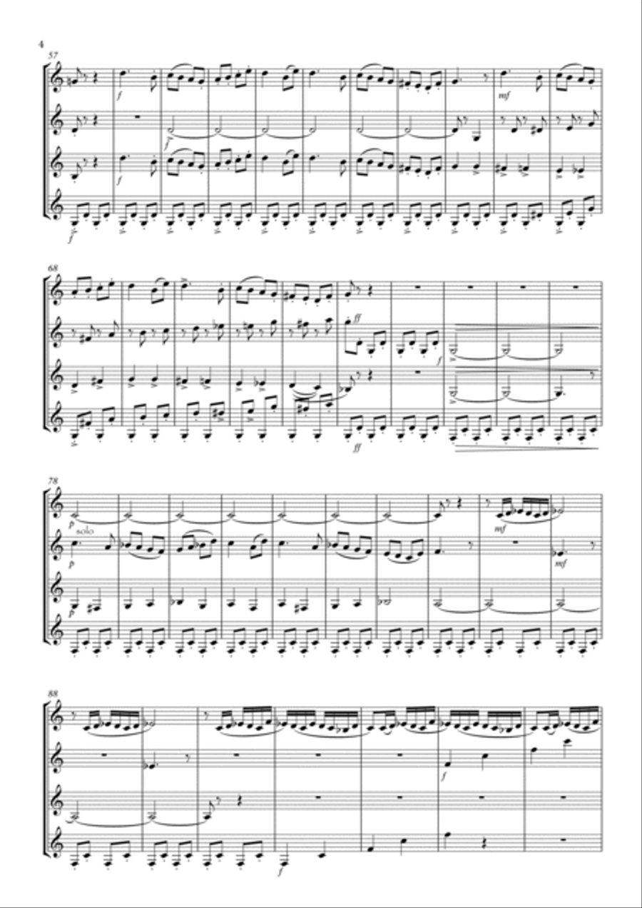 Dance of the Tumblers from 'The Snow Maiden Clarinet Quartet scores gallery preview page 4