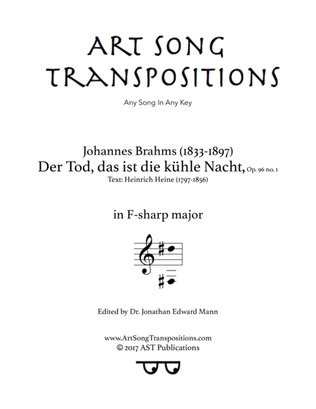 BRAHMS: Der Tod, das ist die kühle Nacht, Op. 96 no. 1 (transposed to F-sharp major)