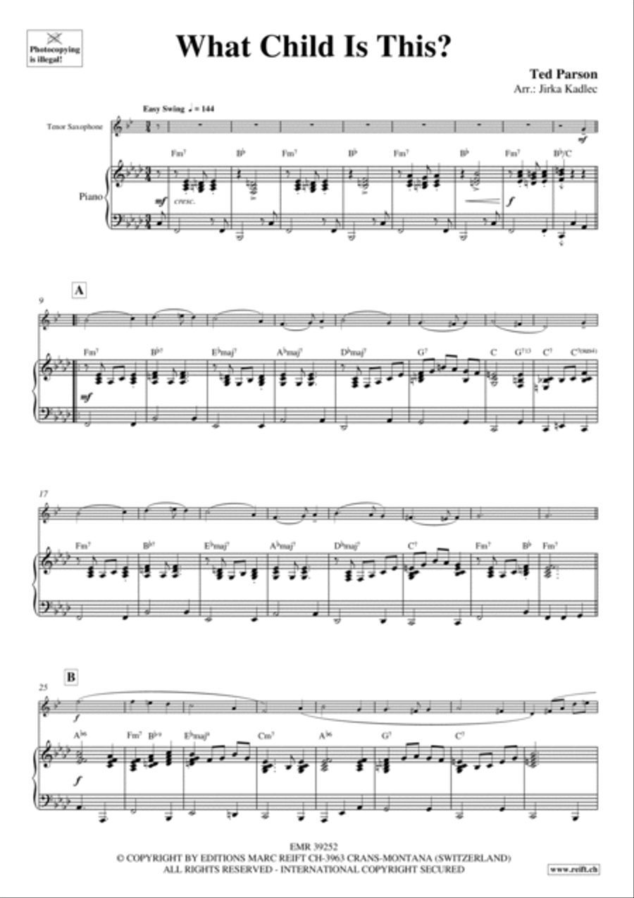 What Child Is This? Tenor Saxophone scores gallery preview page 3