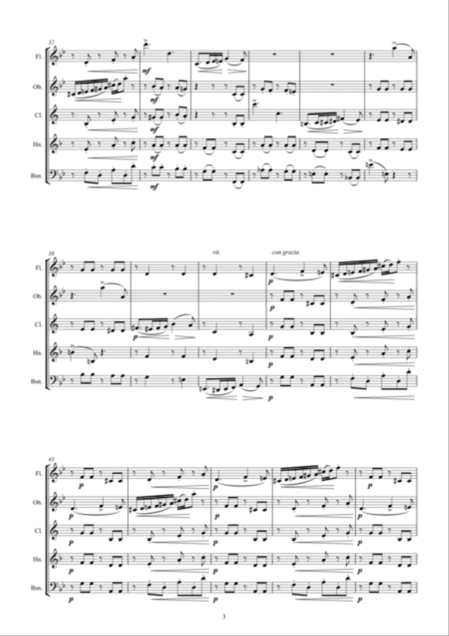 Tchaikovsky: The Seasons Op37 No.4 April (Snowdrop) Woodwind Quintet scores gallery preview page 5