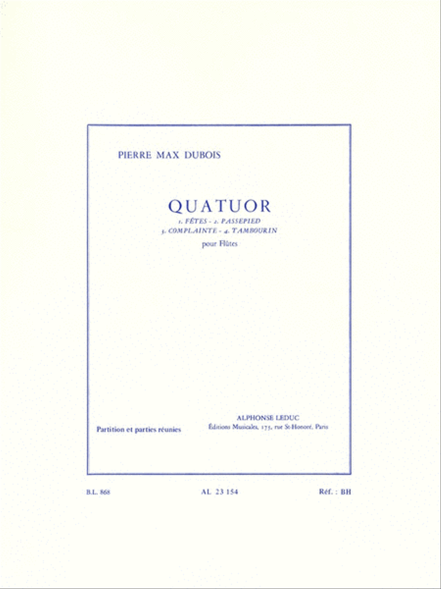 Pierre-max Dubois - Quatuor Pour Flutes