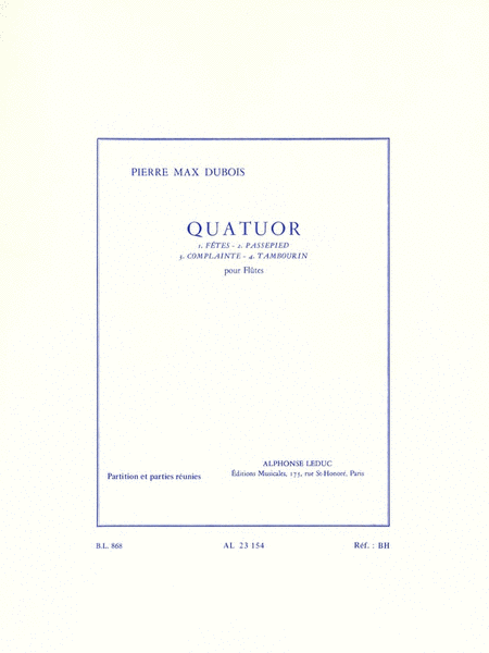 Pierre-max Dubois - Quatuor Pour Flutes