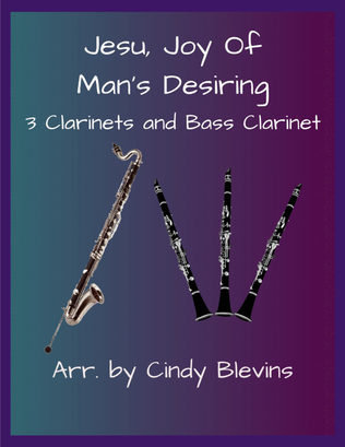 Book cover for Jesu, Joy of Man's Desiring, for Three Clarinets and Bass Clarinet