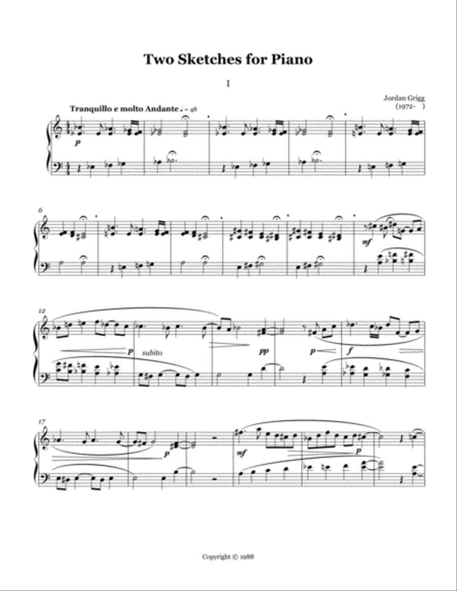 Two Sketches for Piano Piano Solo scores gallery preview page 2