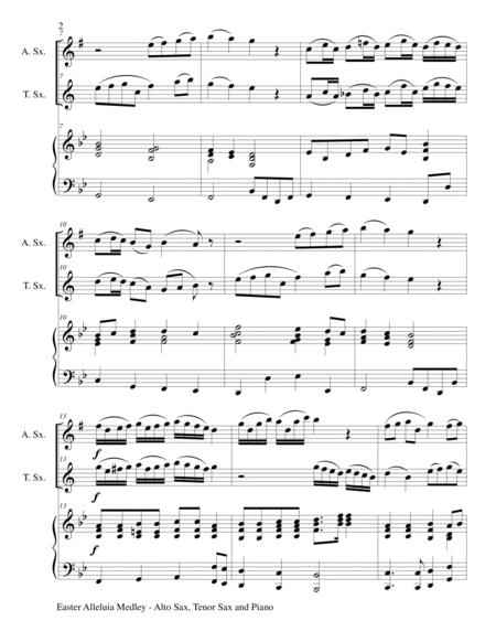 EASTER ALLELUIA MEDLEY (Trio – Alto Sax, Tenor Sax/Piano) Score and Parts image number null