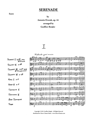Book cover for Serenade, Op. 44 for 10-part Brass Ensemble