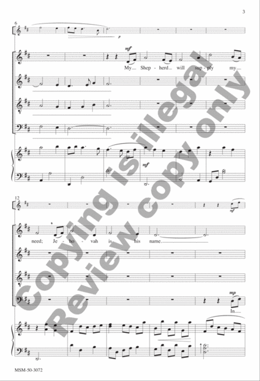 My Shepherd Will Supply My Need 4-Part scores gallery preview page 3