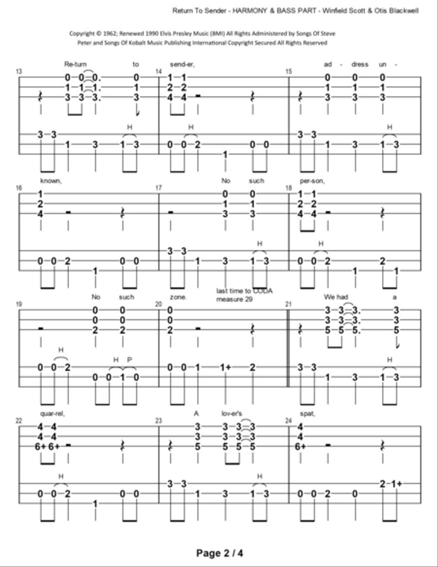 Return To Sender Dulcimer scores gallery preview page 3