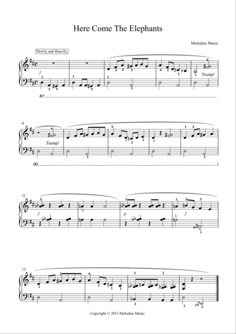 Here Come The Elephants Piano Solo scores gallery preview page 1