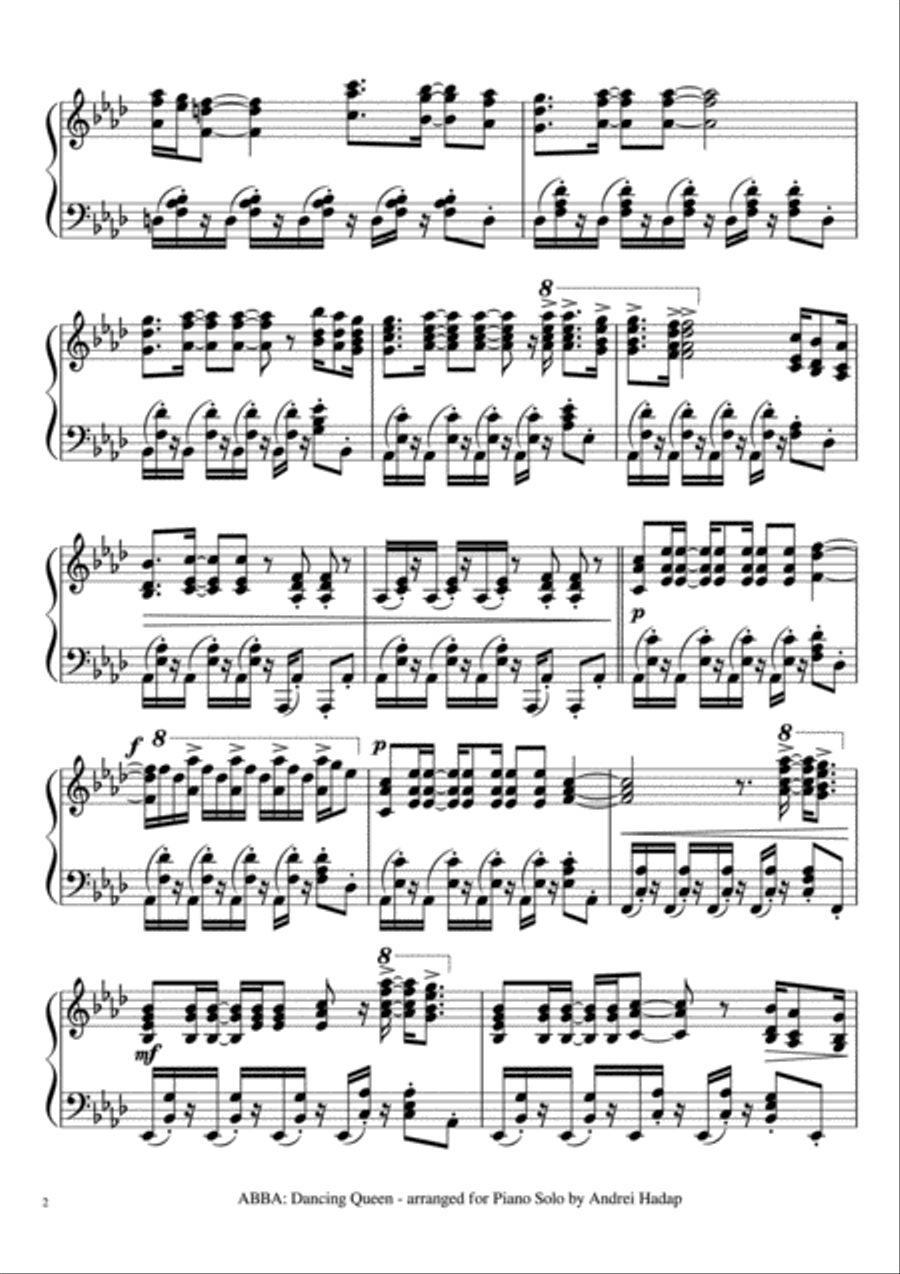 Dancing Queen Piano, Vocal, Guitar scores gallery preview page 3