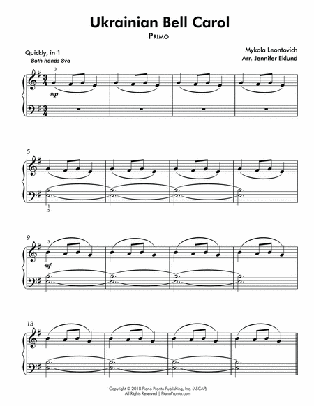 Ukrainian Bell Carol (Easy Piano Duet) image number null