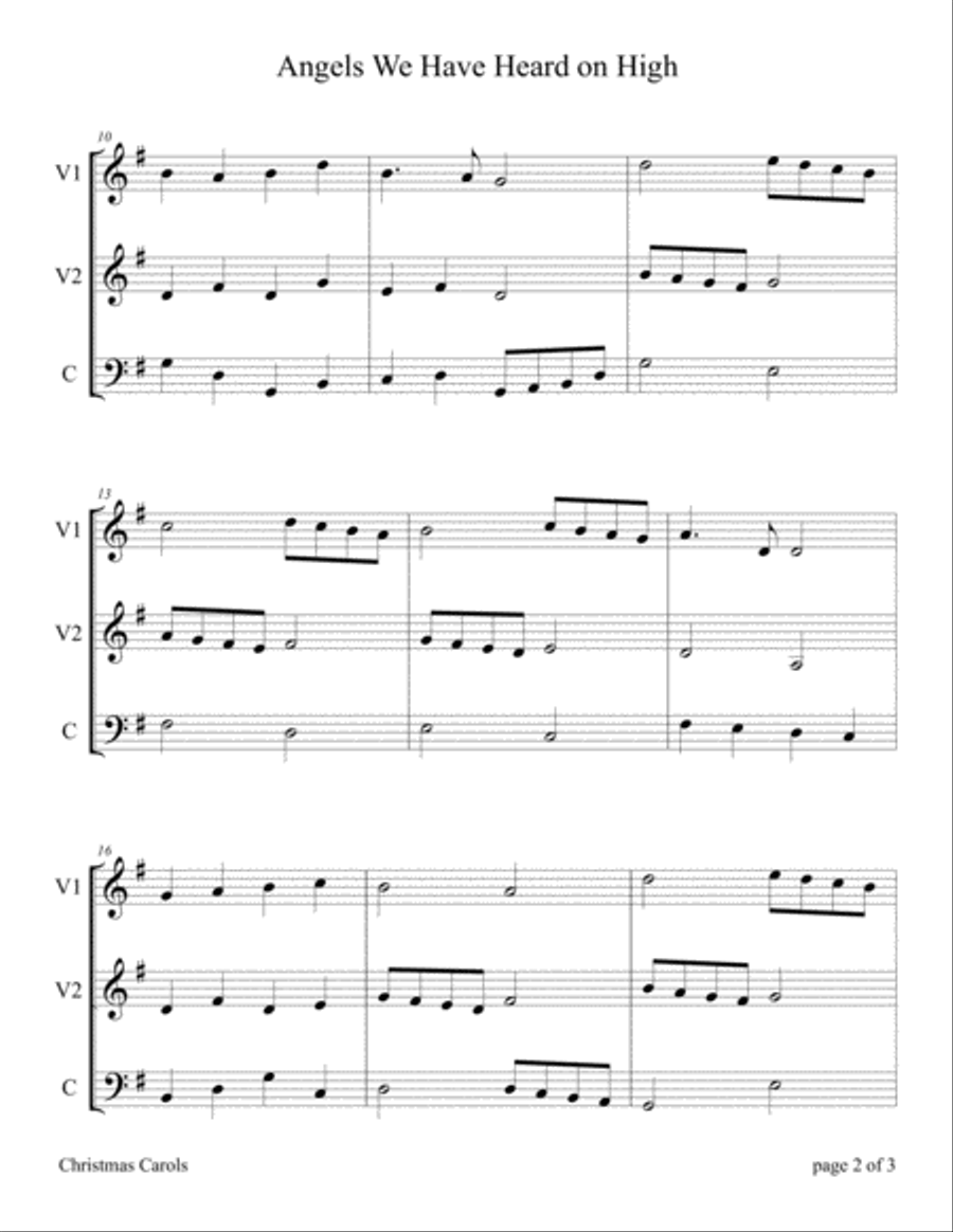 Angels We Have Heard on High (for String Trio – 2 Violins and 1 Cello) String Trio scores gallery preview page 4