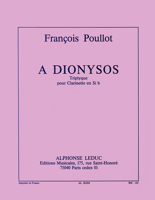 Book cover for A Dionysos Triptyque