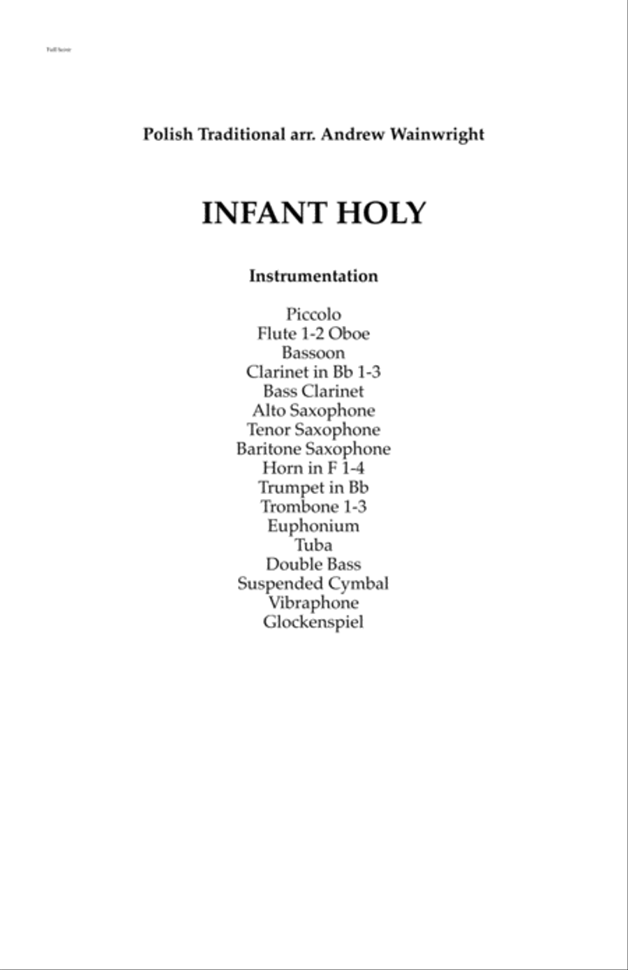 Infant Holy Concert Band scores gallery preview page 1