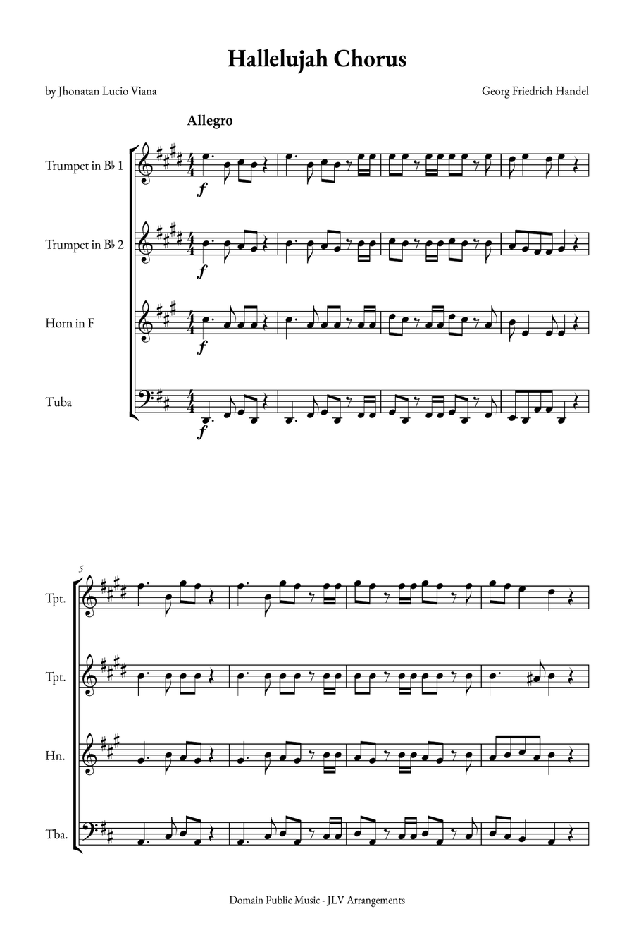 Hallelujah Chorus Brass Quartet scores gallery preview page 1