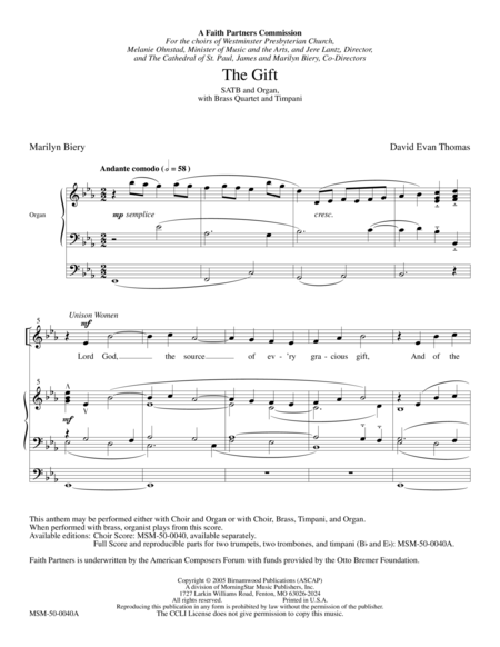 The Gift (Downloadable Full Score and Parts) image number null