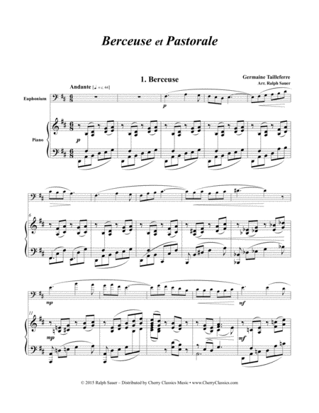 Berceuse et Pastorale for Euphonium and Piano image number null