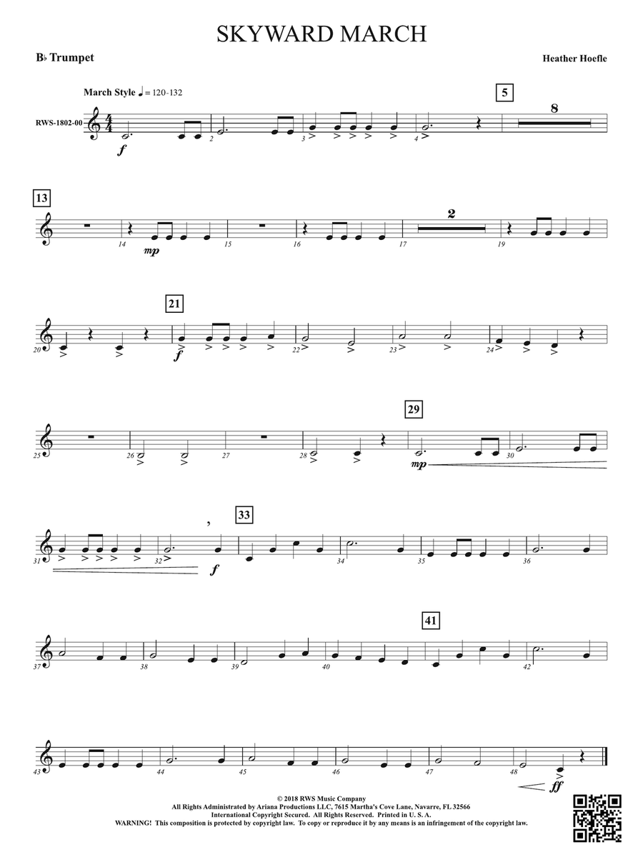 Skyward March: 1st B-flat Trumpet B-Flat Trumpet scores gallery preview page 1