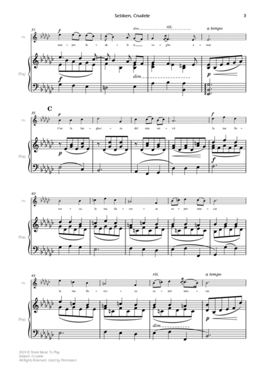 Sebben, Crudele - Voice and Piano - Eb minor (Full Score and Parts) image number null