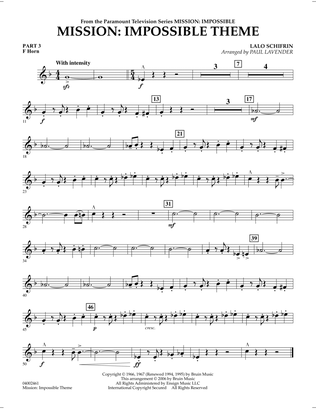 Book cover for Mission: Impossible Theme (arr. Paul Lavender) - Pt.3 - F Horn