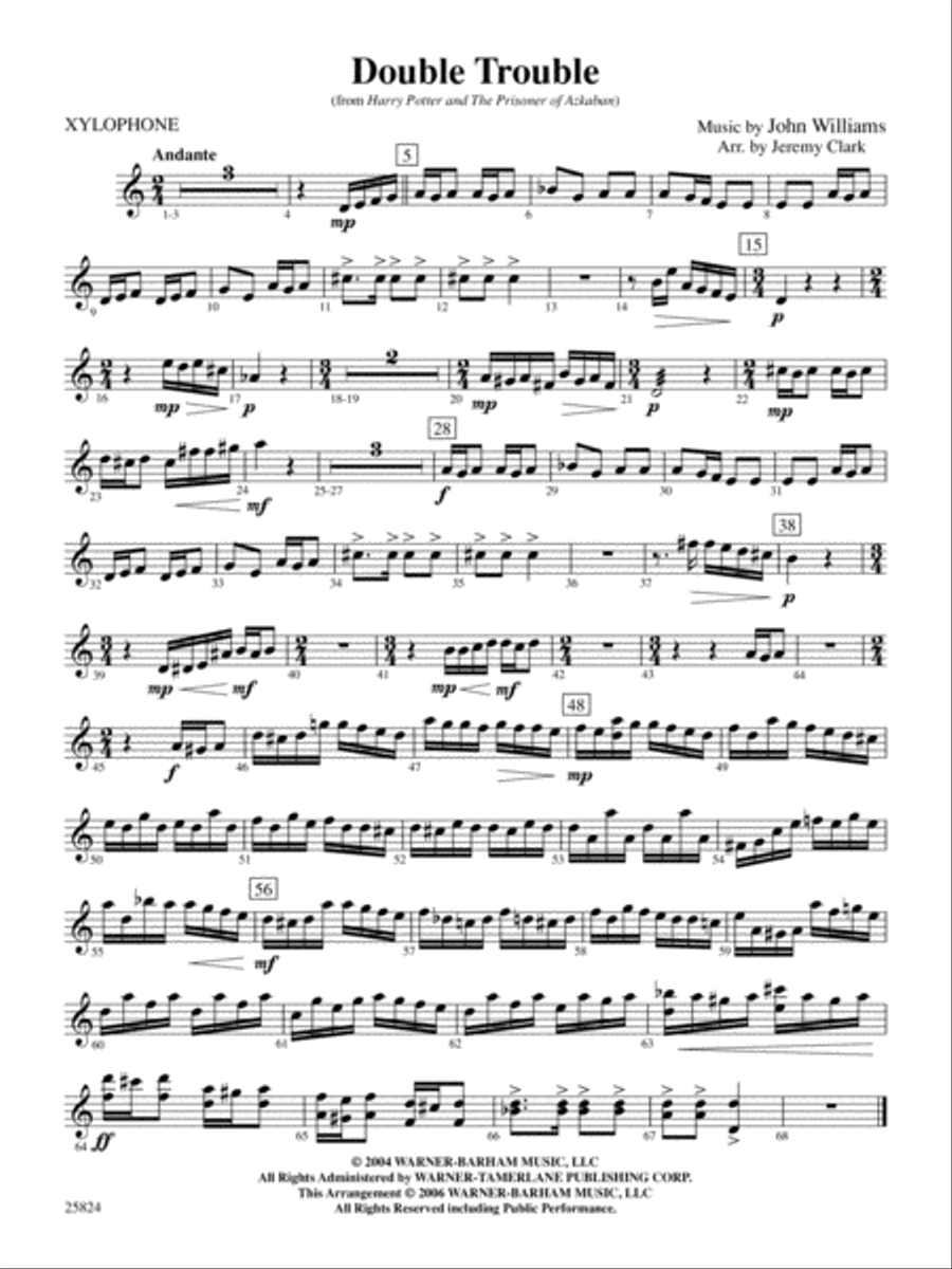 Double Trouble (from Harry Potter and the Prisoner of Azkaban): Xylophone Percussion Ensemble scores gallery preview page 1
