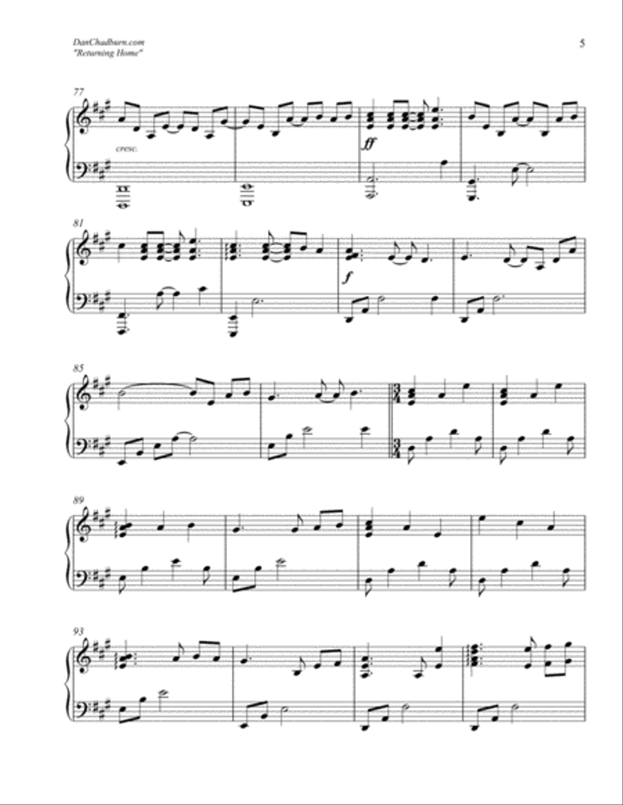 Returning Home Piano Solo scores gallery preview page 5