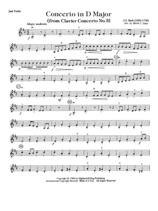 Concerto in D Major (from Clavier Concerto No. 3): 2nd Violin