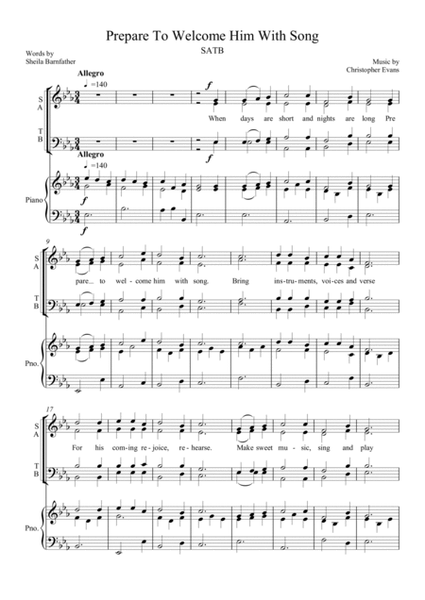 Prepare To Welcome Him, A Christmas Anthem for SATB and Keyboard image number null