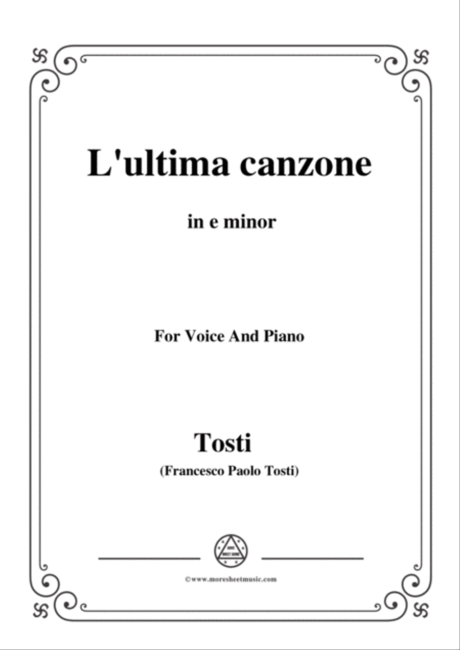 Tosti-L'ultima canzone in e minor,for Voice and Piano Voice Solo scores gallery preview page 1