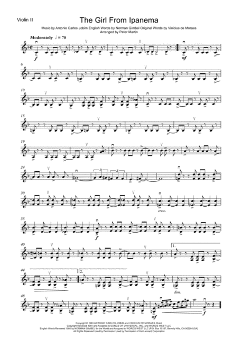 The Girl From Ipanema (Garota De Ipanema) String Quartet scores gallery preview page 4