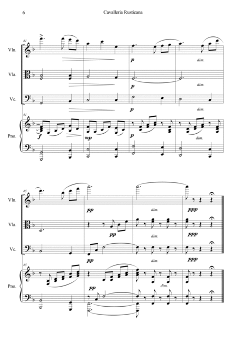 Cavalleria Rusticana Piano Quartet scores gallery preview page 6