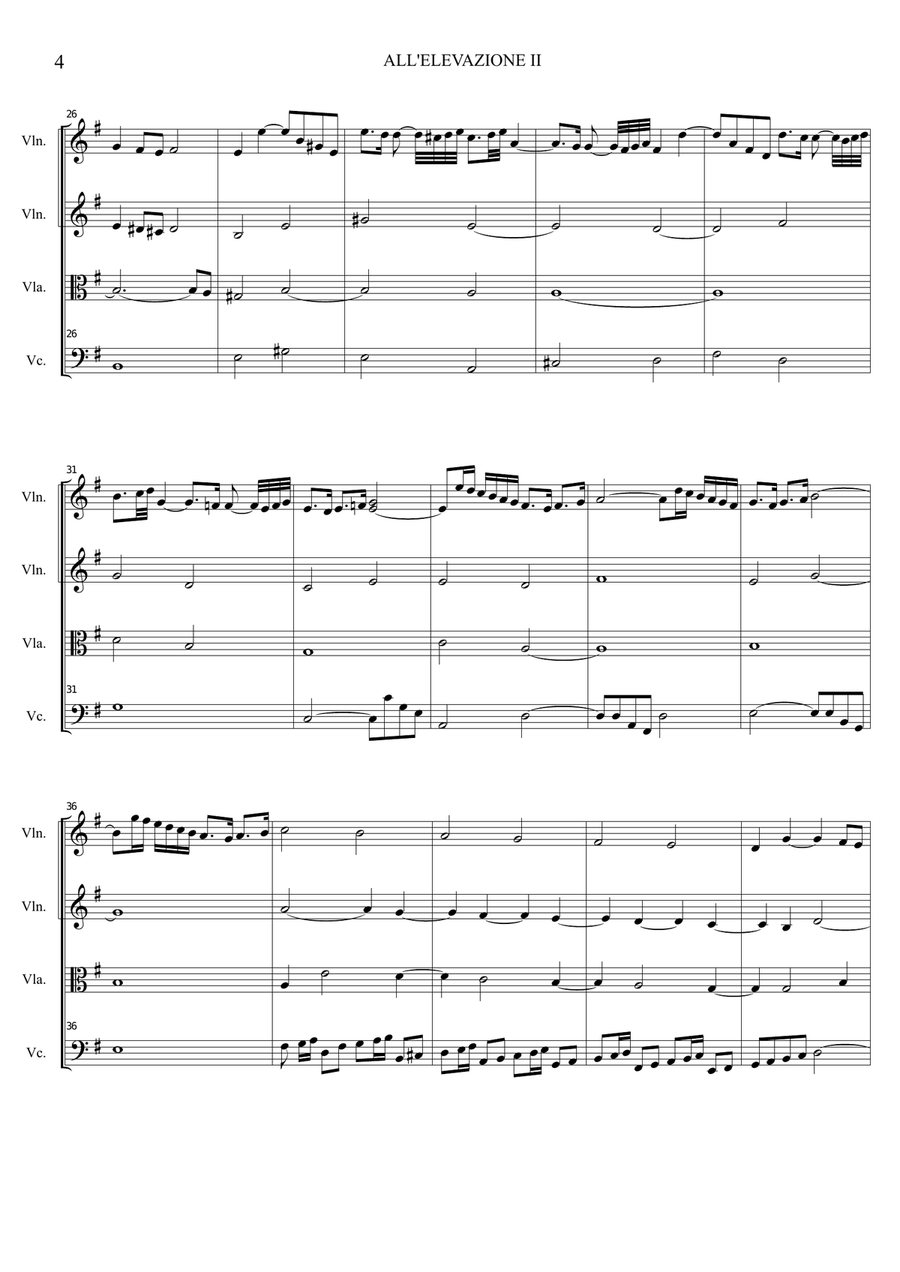 TOCCATA ALL'ELEVAZIONE II in C Maior - D. Zipoli - Arr. for String Quartet With parts String Quartet scores gallery preview page 4
