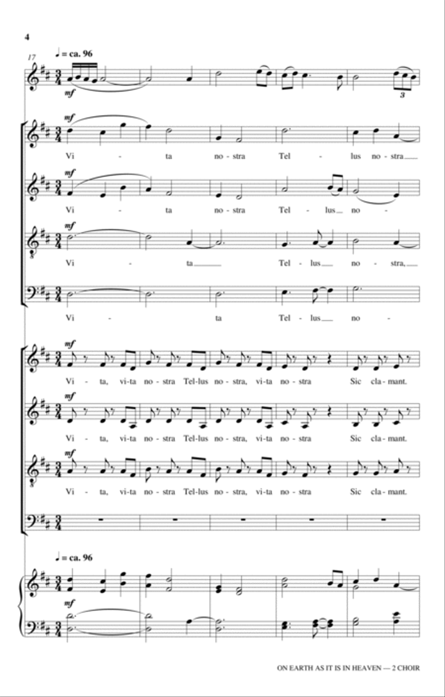 On Earth As It Is In Heaven 4-Part scores gallery preview page 4