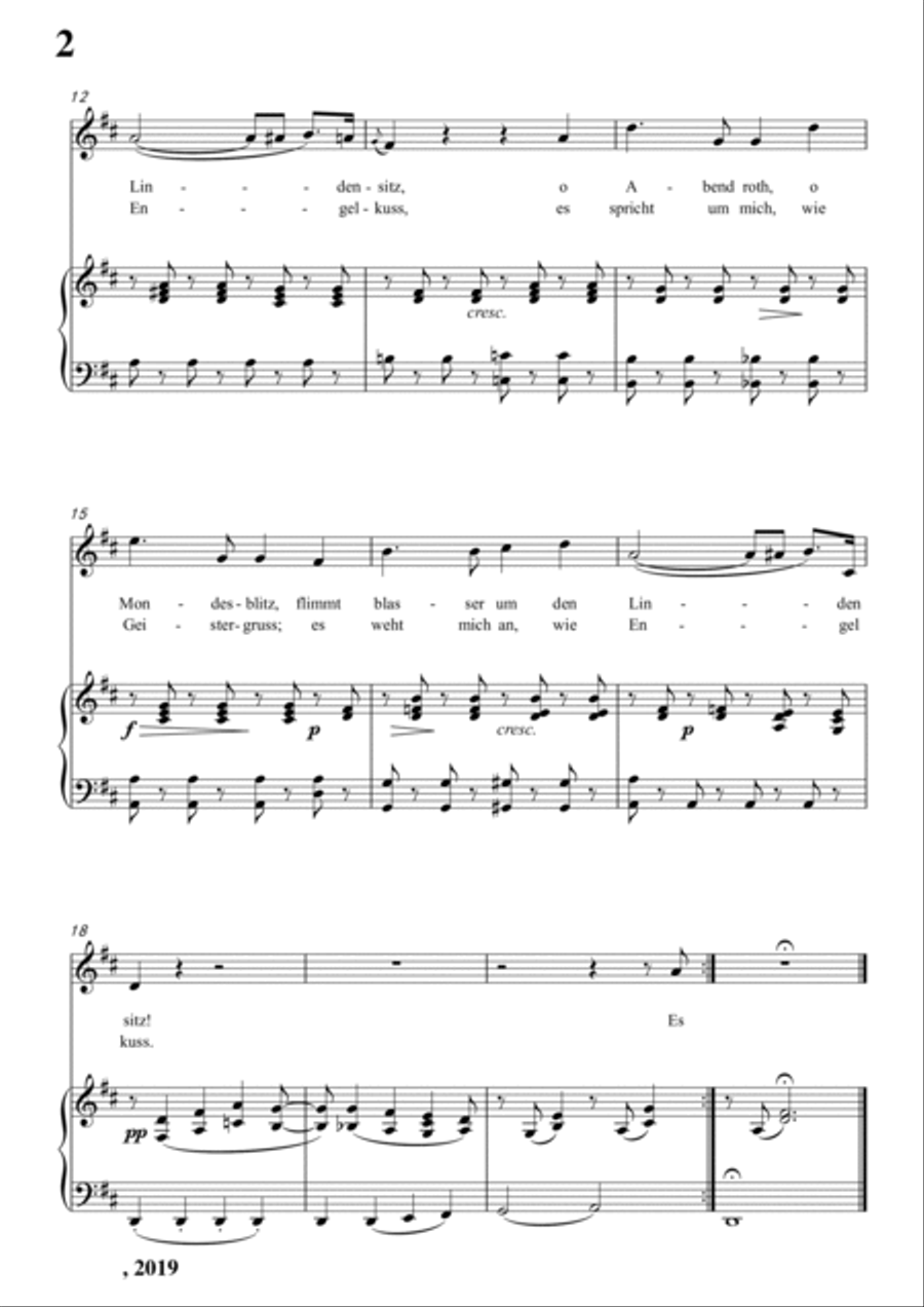 Schubert-Abends unter der Linde,D.237 in D for Vocal and Piano Voice scores gallery preview page 3