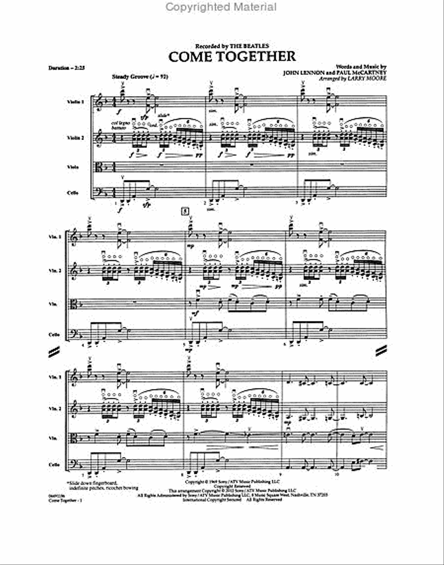 Come Together String Quartet scores gallery preview page 2