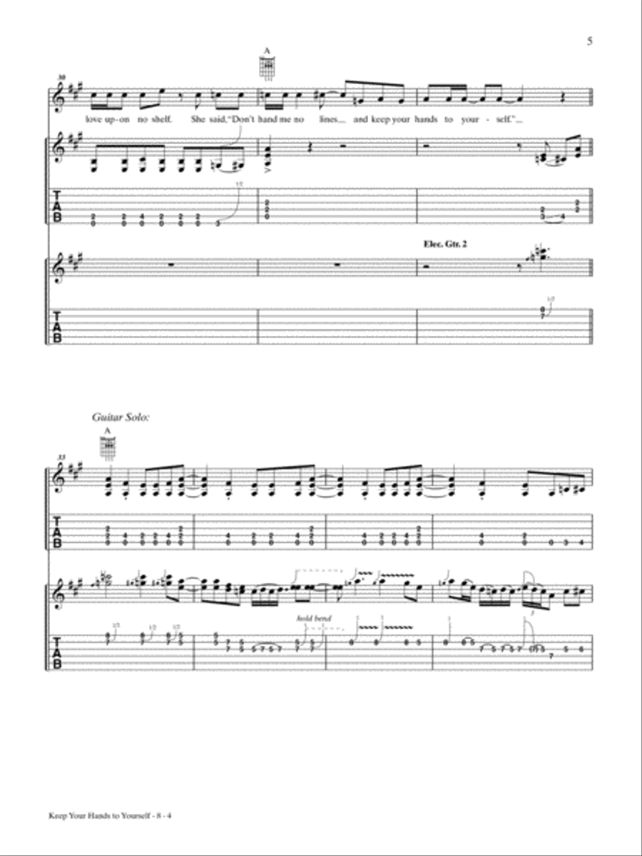 Keep Your Hands to Yourself Guitar Tablature scores gallery preview page 4
