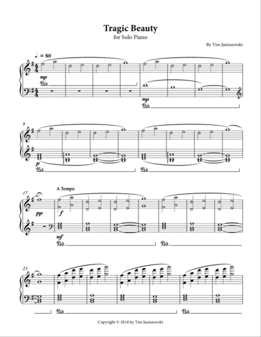 Tragic Beauty, for Solo Piano Piano Solo scores gallery preview page 3