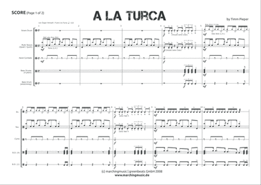 A LA TURCA (Street Cadence) Drum Set scores gallery preview page 2