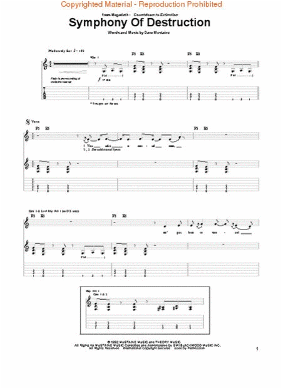 Megadeth – Countdown to Extinction Electric Guitar scores gallery preview page 2