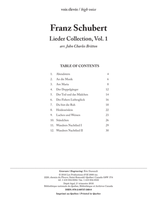 Book cover for Lieder Collection, Vol. 1 - voix élevée