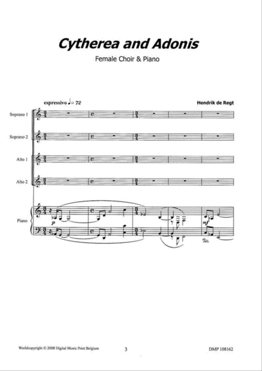 Cytherea and Adonis Cytherea and Adonis Unison Choir scores gallery preview page 2